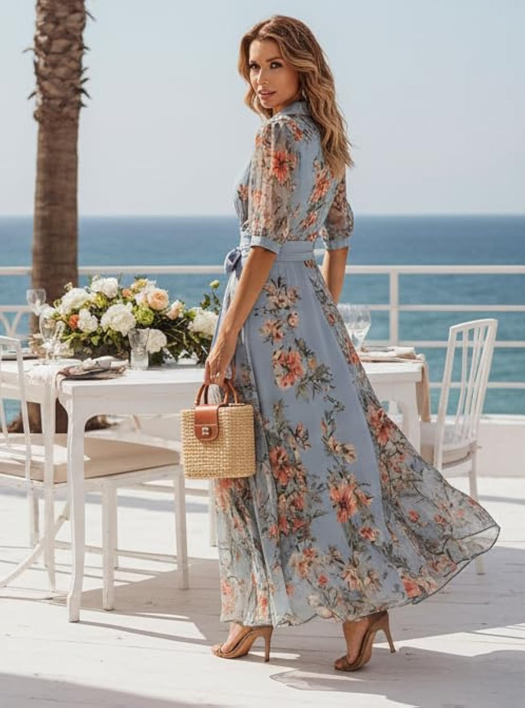 Vestido casual manga corta floral