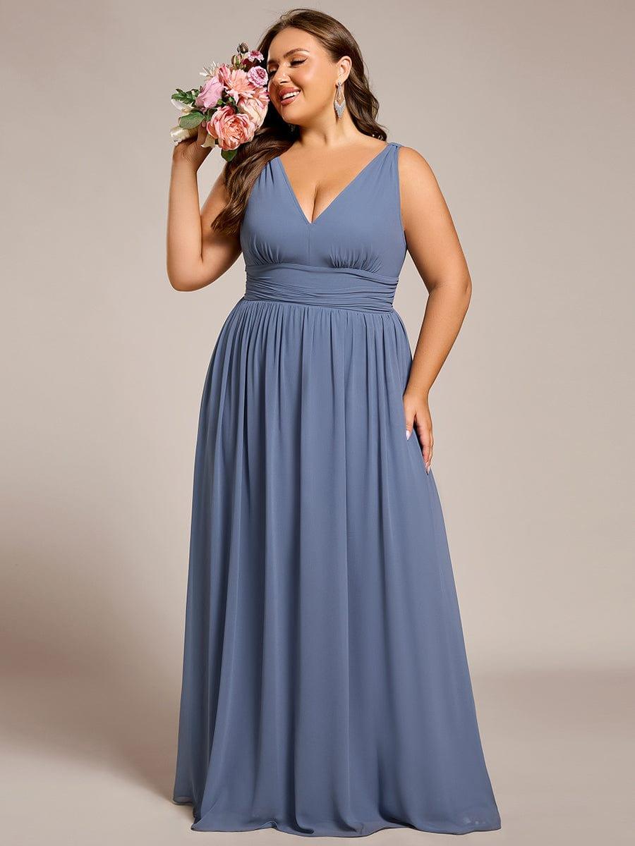 Vestido dusty blue tirante grueso corte A