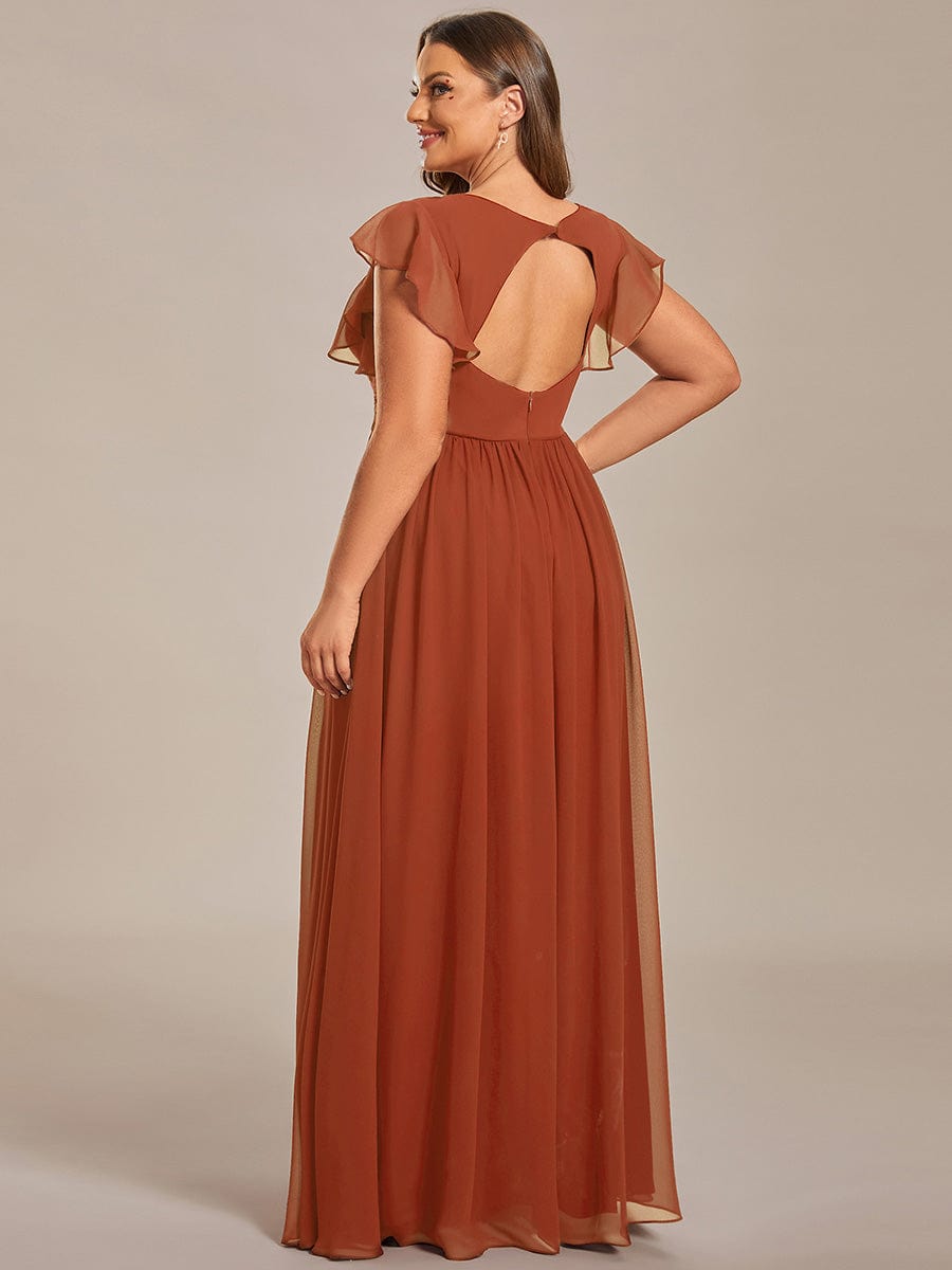 Vestido Terracota con escote en V y espalda semi abierta