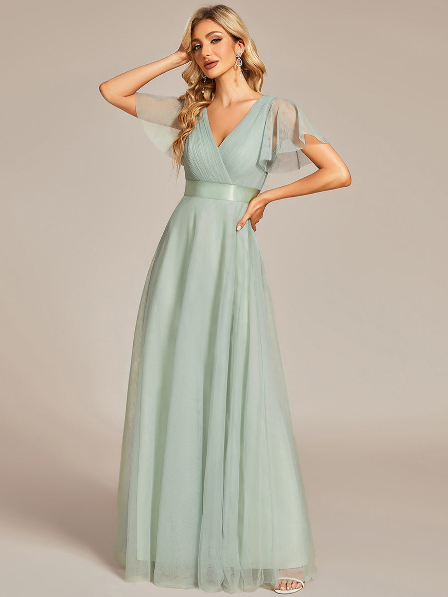 Vestido verde sage corte A de Tul
