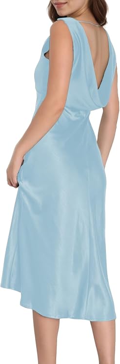 Vestido baby blue satinado  formal midi