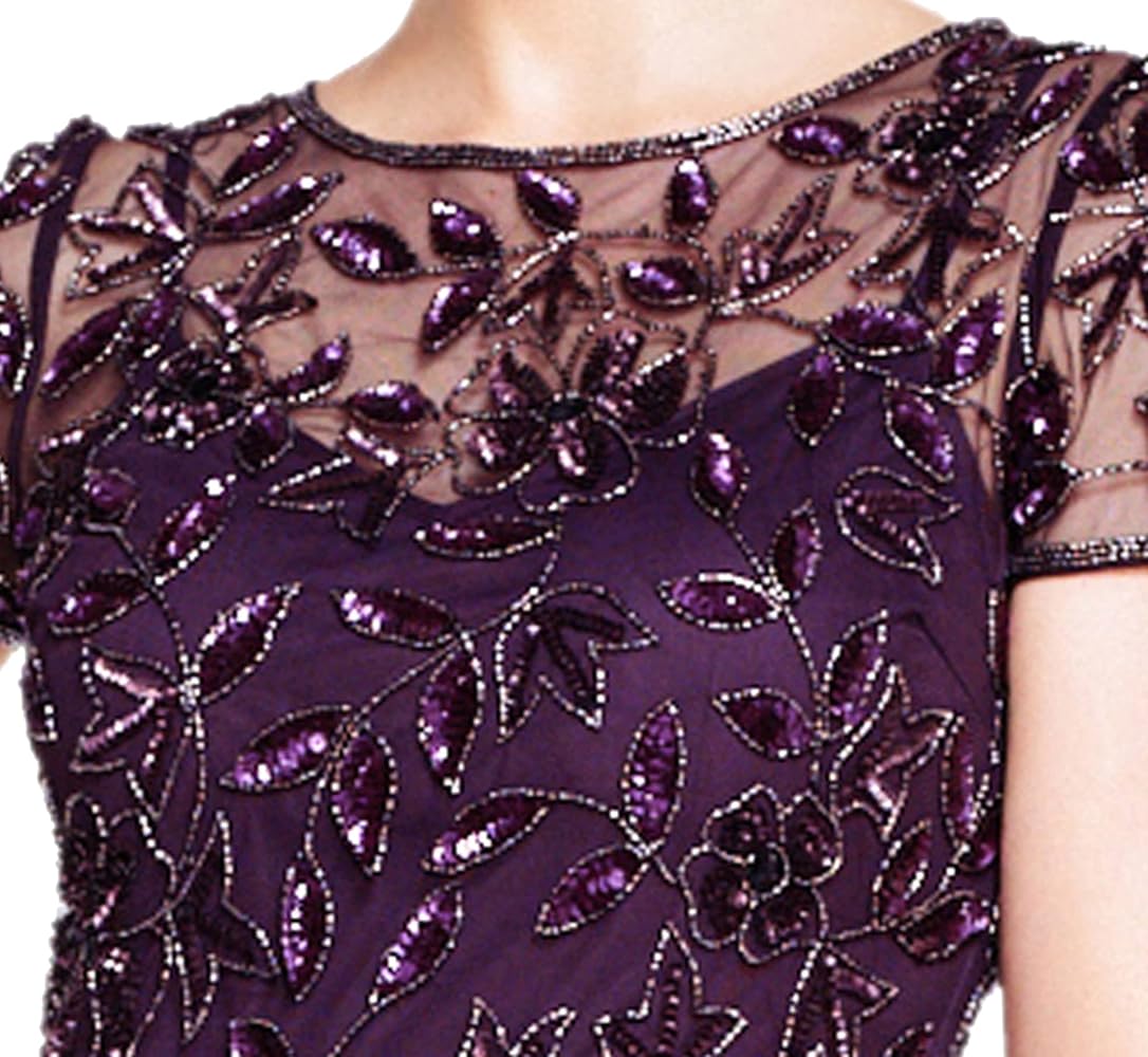 Vestido morado corte sirena bordado lentejuelas
