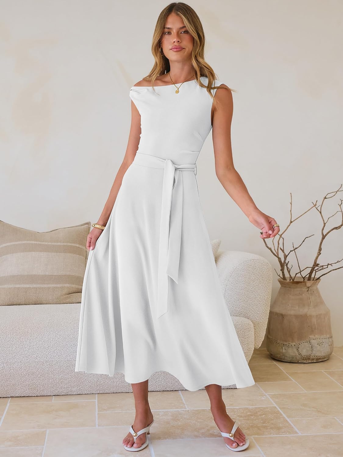 Vestido blanco formal midi
