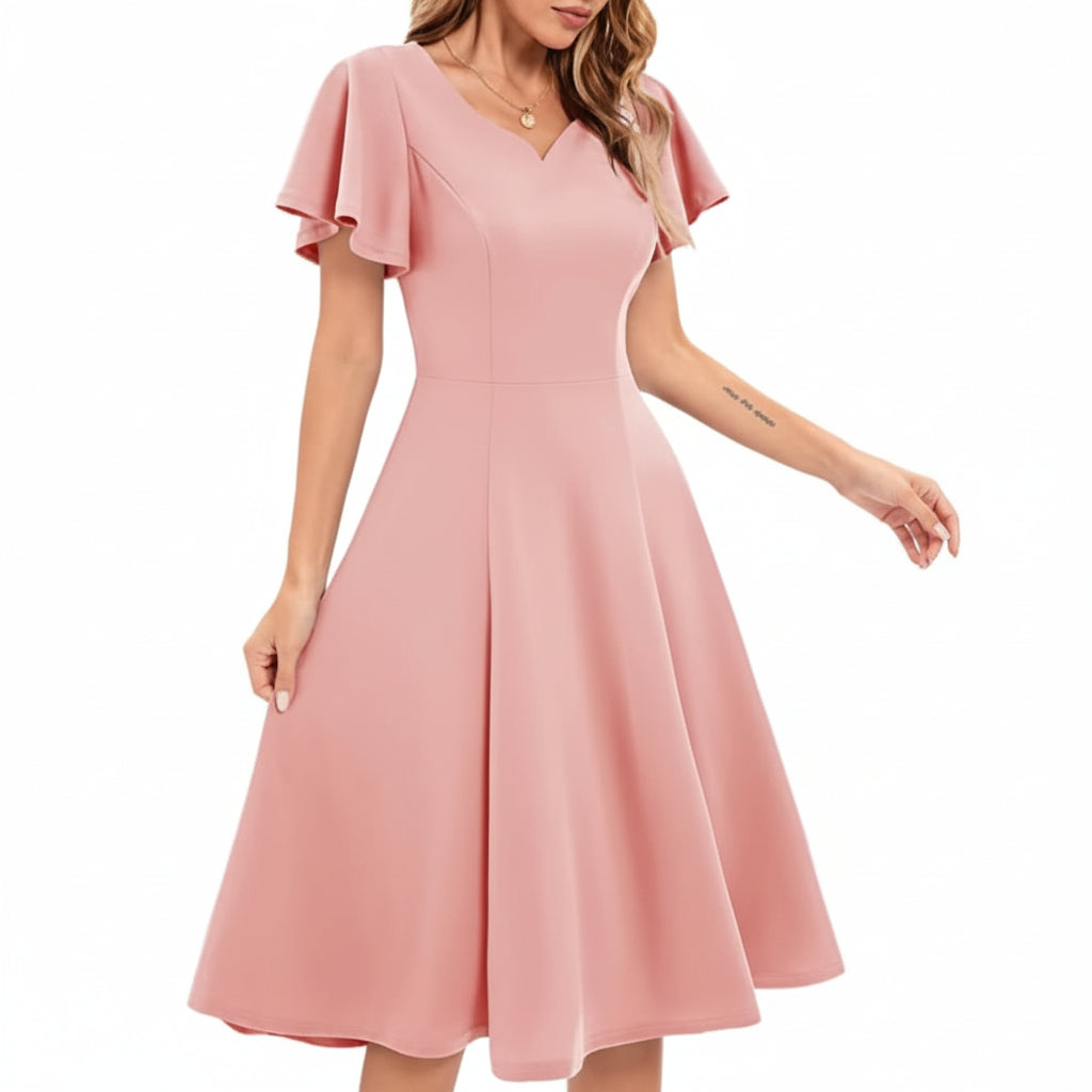 Vestido midi palo rosa
