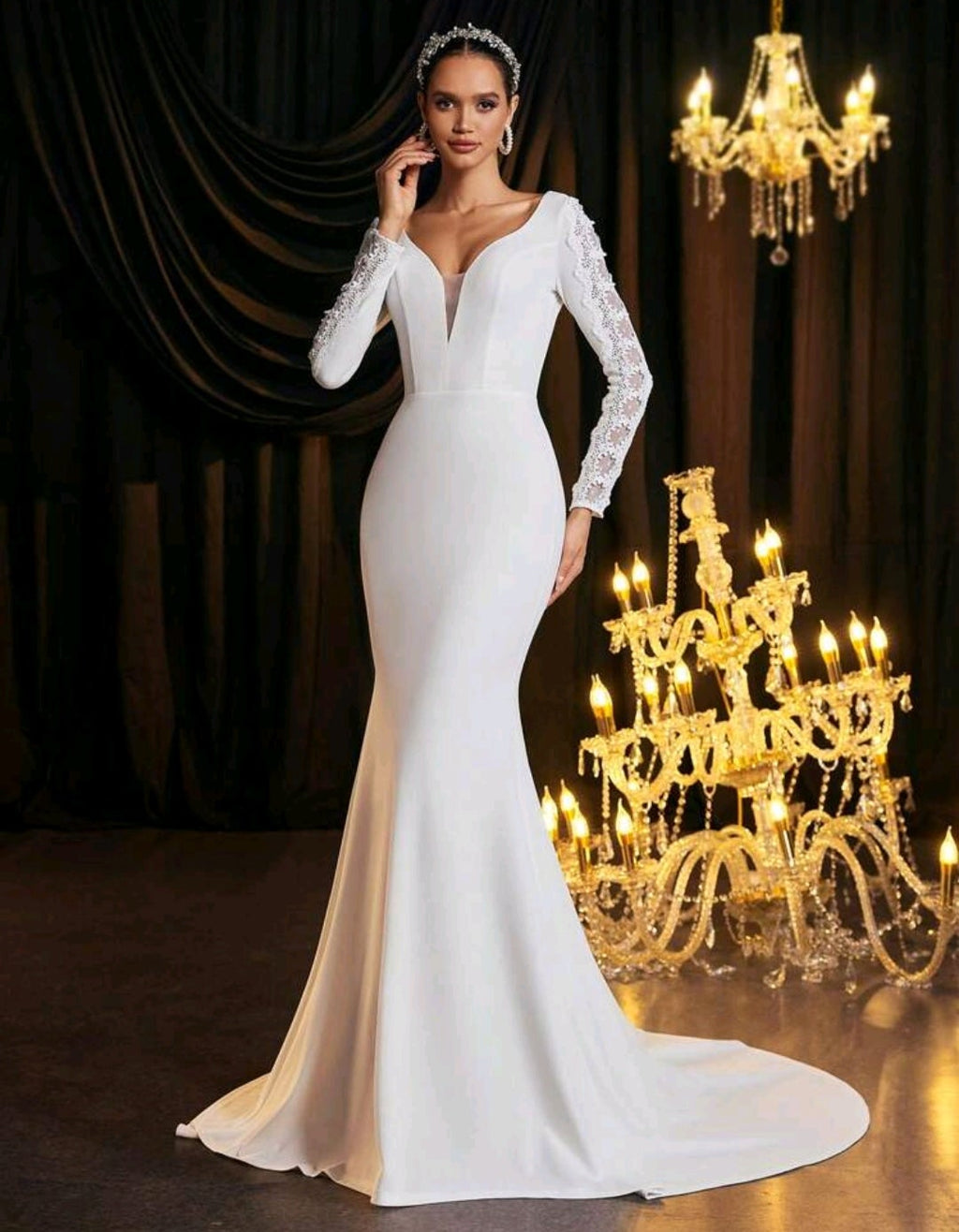 Vestido de Novia – Sirena Minimalista con Espalda de Ensueño