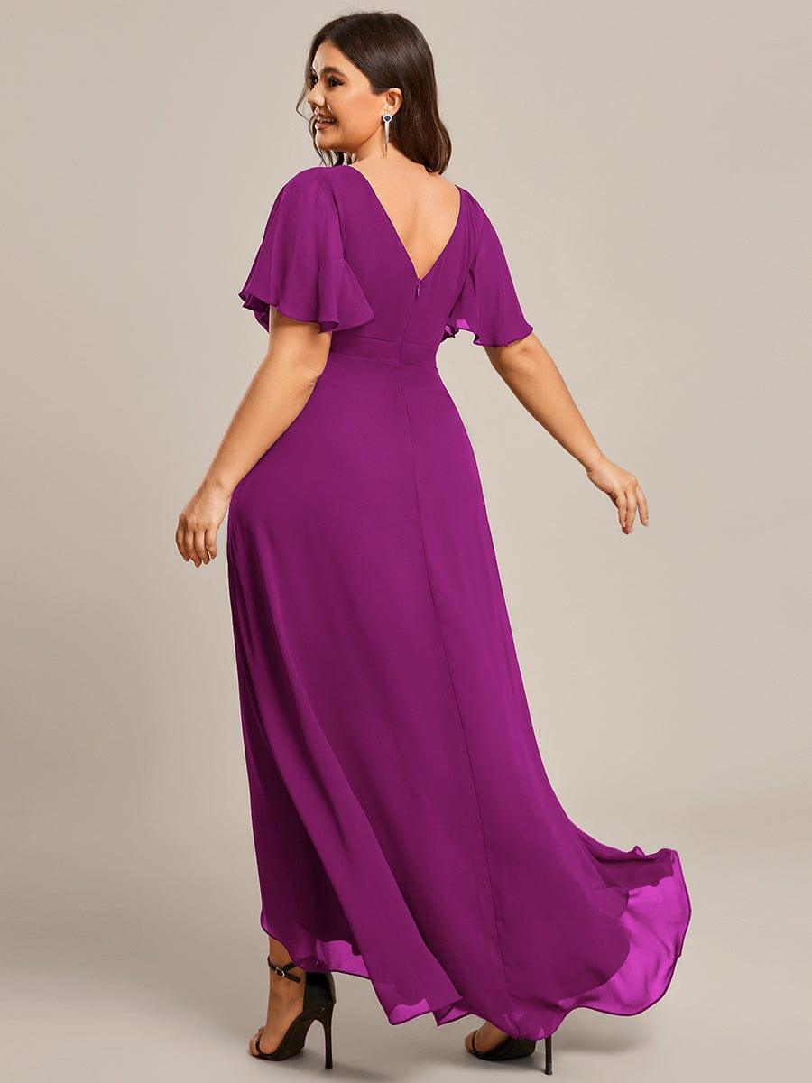 Vestido mangenta con escote en V falda corte A