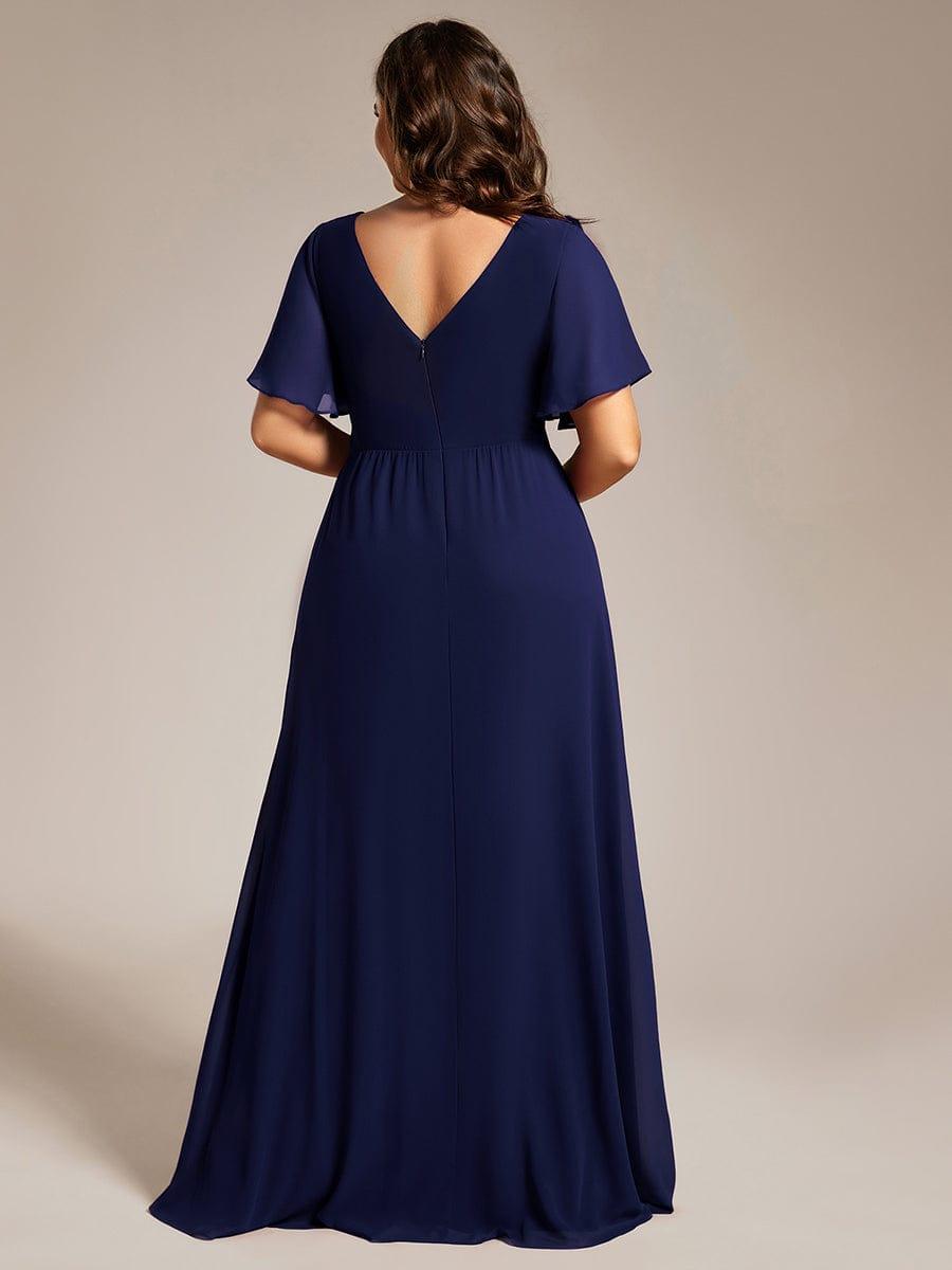 Vestido azul marino manga corta corte A