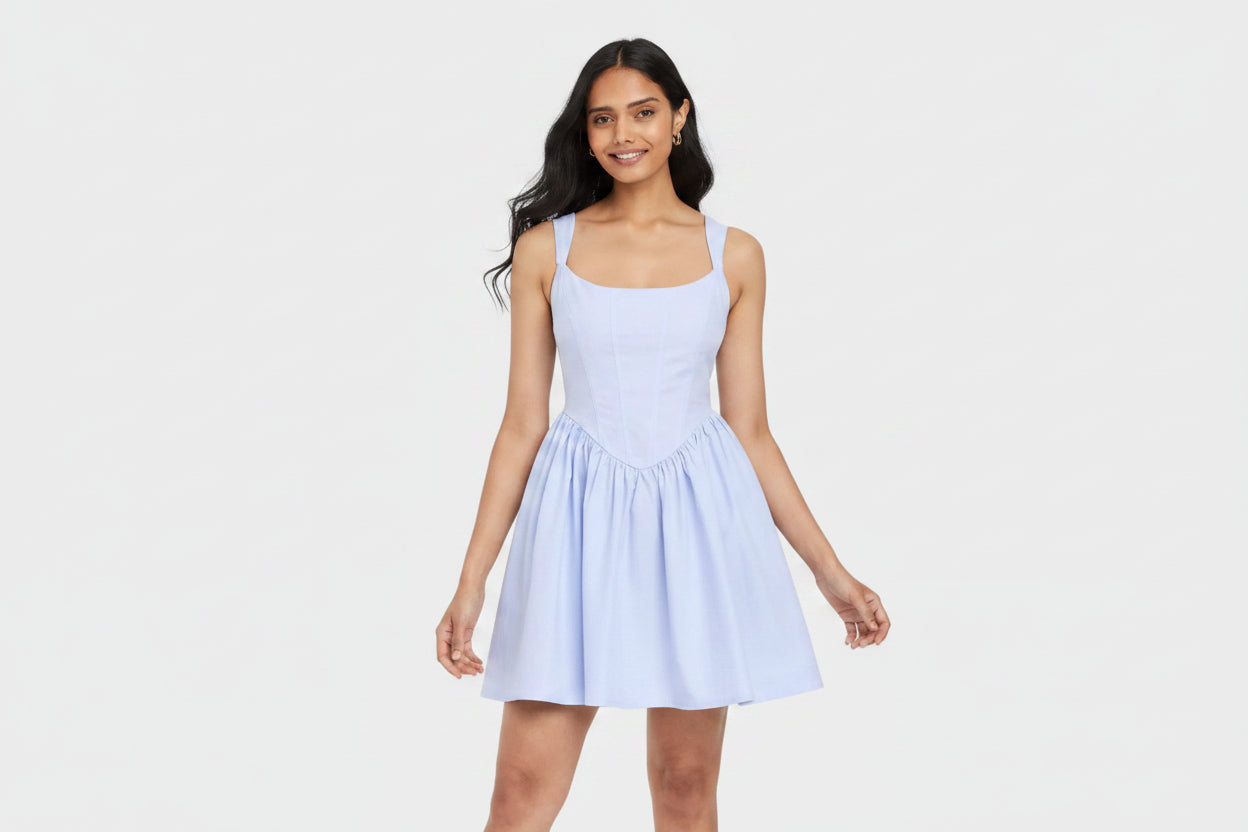Vestido casual celeste claro corto